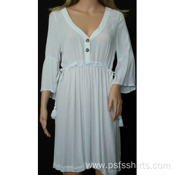 Long Sleeve with Tassels Design Short Dress